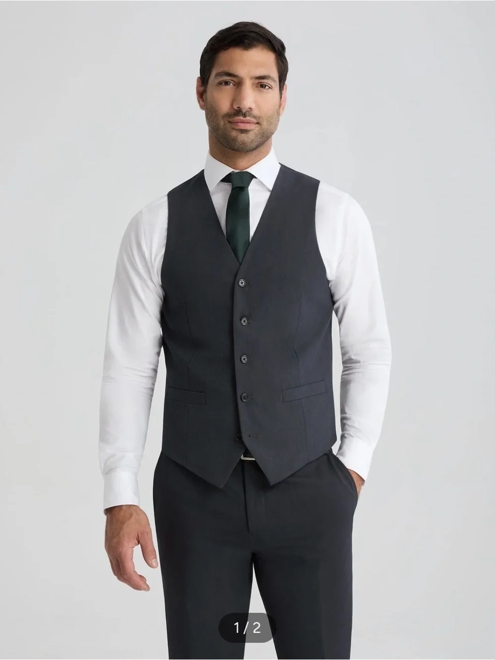 The Suit Shop Charcoal Men's Vest - Classic Button Front NWT